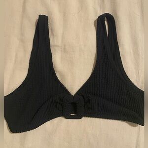 Aerie Black Ribbed Bikini Top with Wide Straps